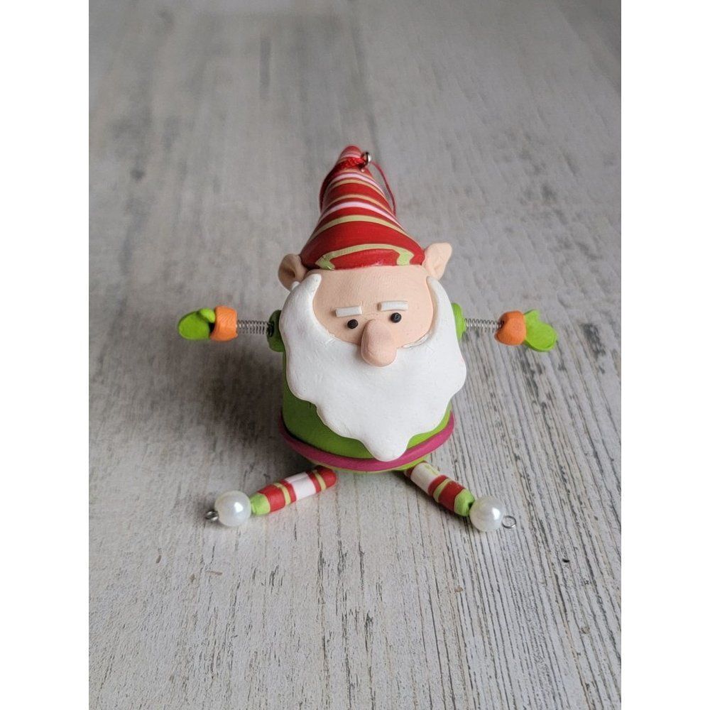 Cute clay dough dangling feet Santa‎ Claus spring hand elf helper ornament Xmas